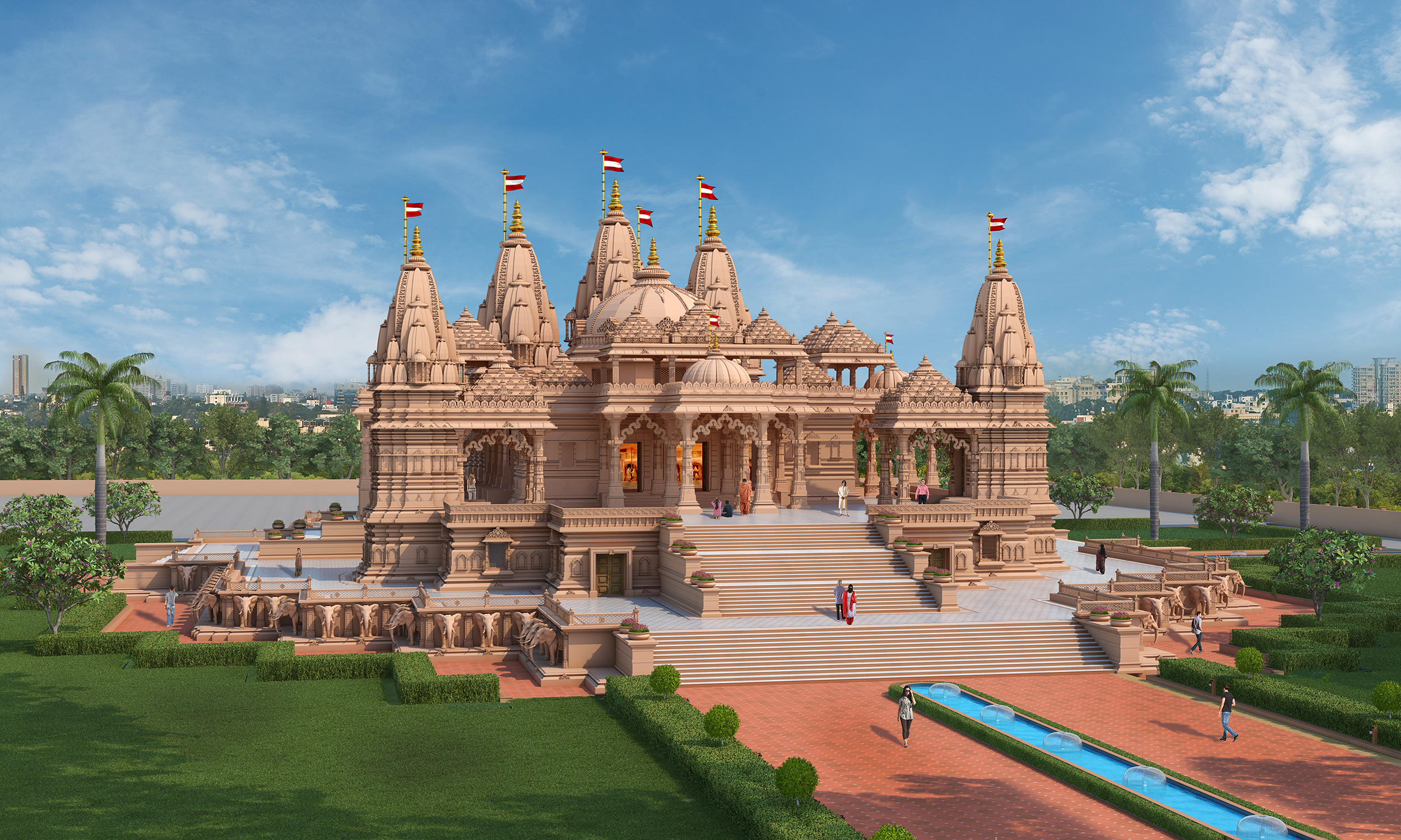 Crafted marble temple detail