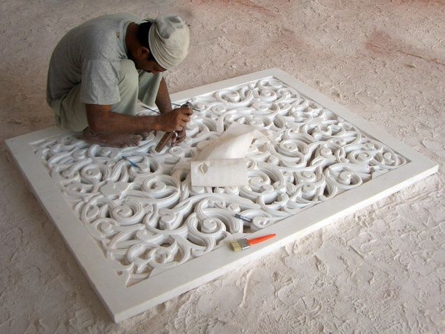 Carved marble architectural detail
